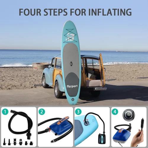Vista 6 de Bomba de aire eléctrica para vehículo SUP de alta presión de 20 PSI, bomba de tabla de remo de inflado para tablas de remo de pie, función