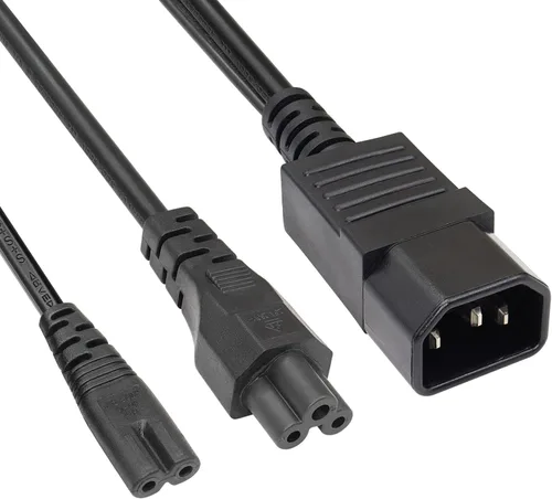 Vista 7 de C14 a C5+C7 Y Splitter Power Plug Cord YACSEJAO 10A/250V IEC320 C14 macho a C5+C7 Y Split Cable adaptador de corriente corto (1 pie/11.8 in)