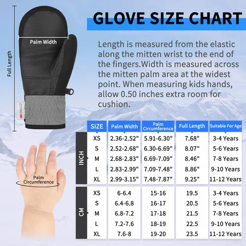 Vista 7 de Achiou Guantes de esquí para niños, guantes de nieve impermeables de invierno para niños, guantes de snowboard cálidos para pantalla táctil