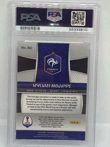 Vista 2 de 2018 Panini Prizm World Cup #80 Kylian Mbappe Francia RC Rookie Card PSA 9 MINT El número de serie puede variar