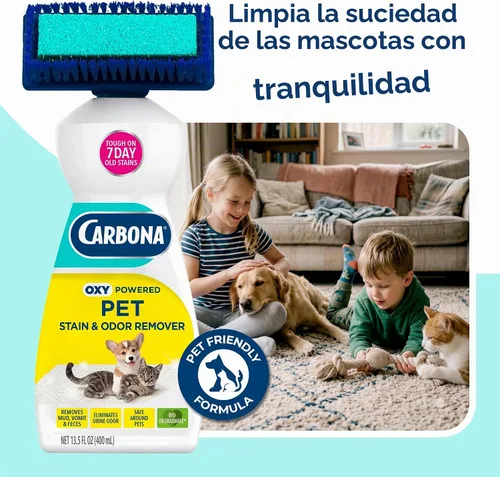 Vista 5 de Carbona Oxy-Powered - Removedor de manchas y olores de mascotas Limpiador de alfombras para mascotas 13.5 onzas