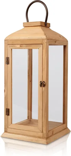 Vista 13 de Bdor Paquete de 2 faroles de madera para exteriores de 22.5 pulgadas para porche, solo farol Cristal templado, puerta delantera, farol decorativo
