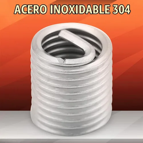 Vista 3 de 100 piezas de acero inoxidable SS304 en espiral de alambre helicoidal insertos de rosca M8 x 1.25 x 2D longitud para reparación helicoidal