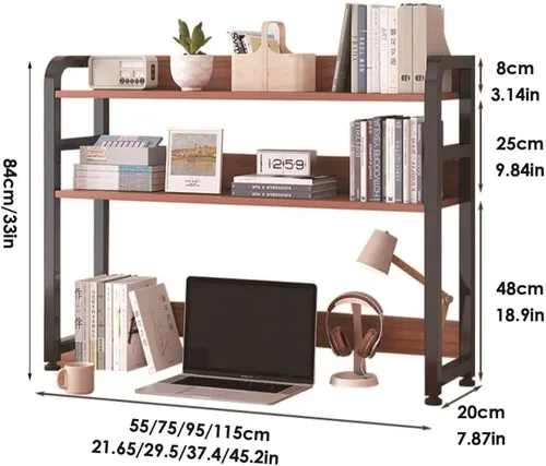 Vista 2 de Estantería de escritorio pequeña de 2 capas, organizador de escritorio, estante organizador de escritorio de bricolaje, estantería de escritorio