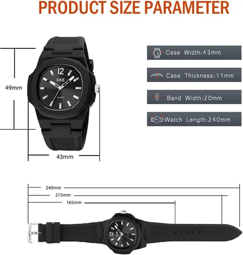 Vista 3 de Reloj deportivo de cuarzo para hombre con impermeable de 5 ATM