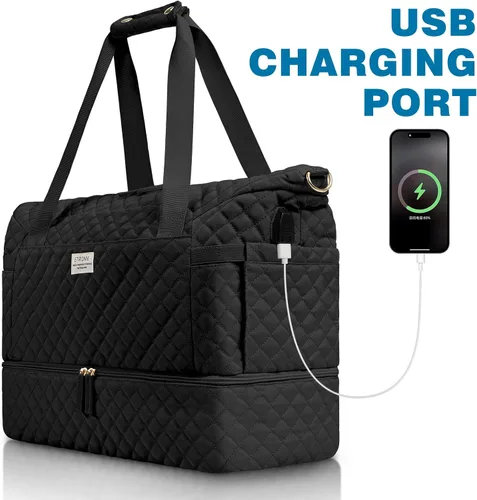 Vista 2 de Bolsa de lona de gimnasio para mujer, K-negro, Bolsa de viaje