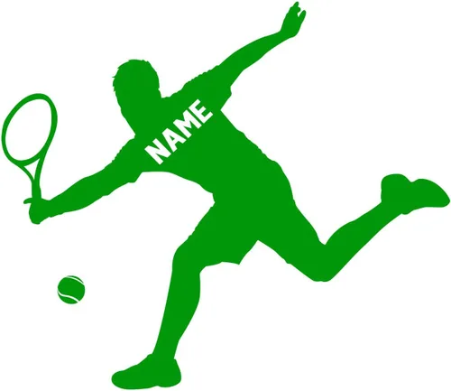 Vista 5 de VWAQ Calcomanía de pared de jugador de tenis personalizada, calcomanía de pared deportiva con nombre personalizado para habitación de niños, CS24