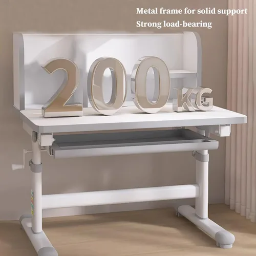 Vista 4 de Juego de mesa y silla de estudio para niños, color azul, altura ajustable, mesa de escritura para niños, escritorio y silla, juego de escritorio