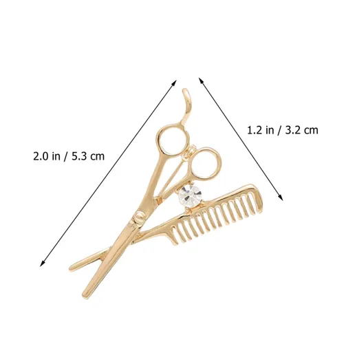 Vista 2 de GALPADA 12 piezas brillantes mini joyería de peluquería para tijera peluquero decoración traje herramientas plata pin peine oro collar suéter