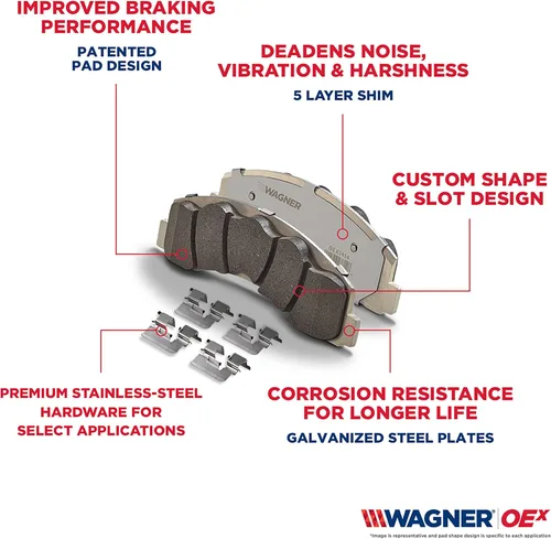 Vista 5 de Wagner Brake OEX OEX1012A - Juego de pastillas de freno de disco de cerámica prémium