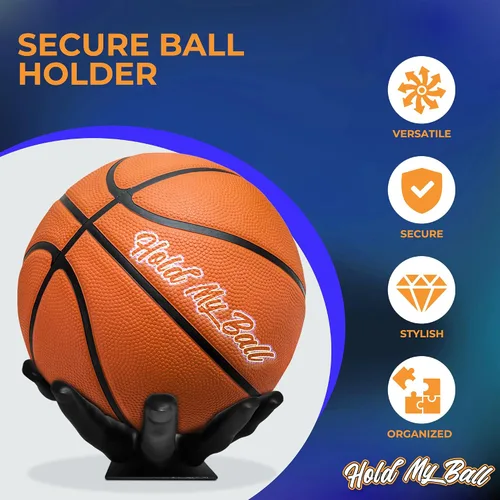 Vista 2 de Soporte y soporte grande para pelotas - Estante de almacenamiento deportivo versátil para baloncesto, fútbol, voleibol - Decoración y organizador