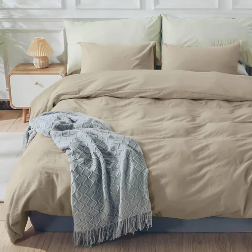 Vista 30 de NEXHOME PRO Funda de edredón Twin XL 100% algodón lavado, transpirable, duradera, texturizada, similar al lino, juego de ropa de cama para el hogar