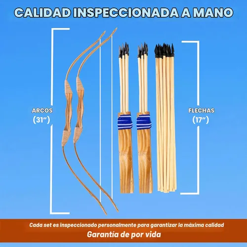 Vista 6 de Adventure Awaits! - Juego de 2 arcos y flechas de madera hechos a mano para niñas - 20 flechas de madera y 2 carcajes - para jugar al aire libre