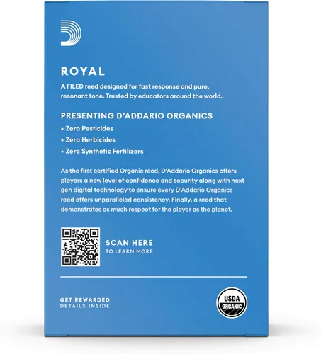 Vista 2 de Rico Royal cañas para clarinete Bb, Madera Royal Organic Bb clarinet reeds feature a strong spine, filed cut and consistent response for any style.