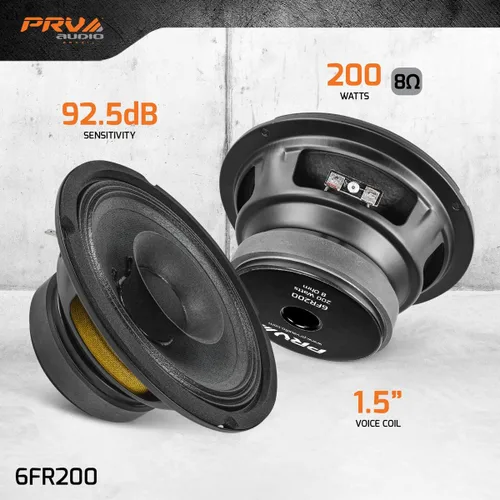 Vista 2 de PRV AUDIO 6FR200 Altavoz de rango completo de 6 pulgadas, 8 ohmios, 200 vatios de potencia de programa continuo, 100 vatios de potencia RMS, 92.5