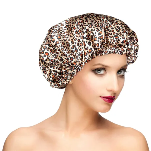 Vista 26 de Gorros de ducha para mujer, extra grande, ajustable, impermeable, reutilizable, gorro de ducha para mujeres y niñas, cabello largo y grueso, gorros