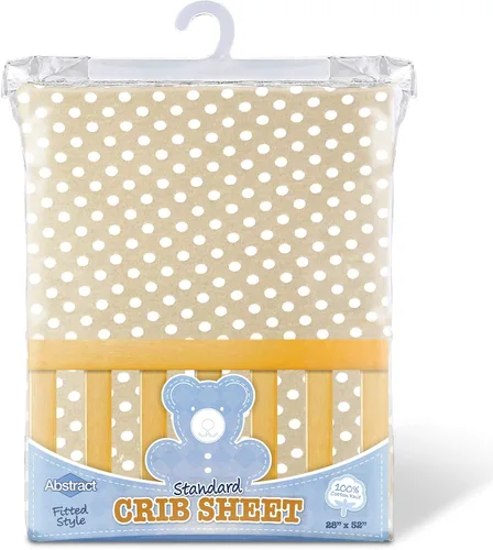 Vista 6 de Sábana ajustable de algodón tejido en jersey para cuna o cama para niño o niña, de Abstract, Polka Dot Beige