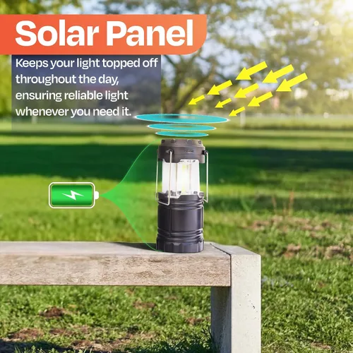 Vista 2 de Linterna de camping recargable, paquete de 2 – Linterna LED para campamento alimentada por batería, linterna solar impermeable para emergencias