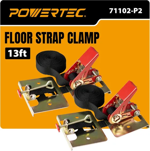 Vista 10 de POWERTEC Abrazadera de correa para suelo de madera, abrazadera de instalación para pisos con correa de nailon de 13 pies, fuerza de sujeción de 220