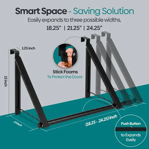 Vista 3 de HOLDN' STORAGE Colgador para colgar sobre la puerta, organizador plegable para colgar ropa, abrigos y toallas, ideal para dormitorios, lavandería