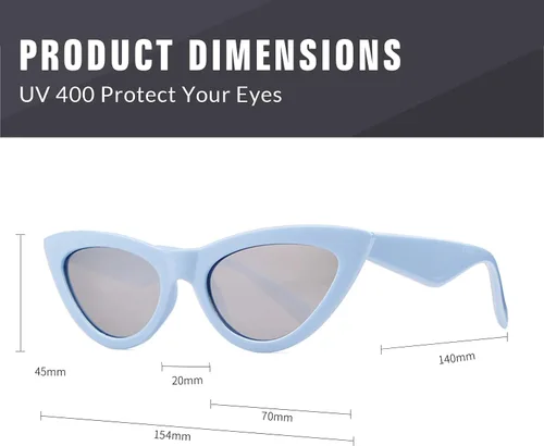 Vista 4 de ADE WU Gafas de sol clásicas de ojo de gato para mujer, estilo retro, vintage, Cateye, protección UV400, L