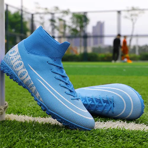 Vista 5 de Qzzsmy Zapatillas de fútbol profesionales para hombre, para interiores y exteriores, para competición, entrenamiento, atletismo, para niños grandes