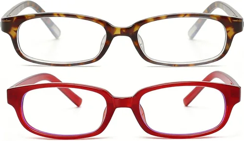 Vista 14 de HJSTES Retro Clear Rectangle Glasses for Women Men Fake Blue Light Blocking Lens Narrow Frame Non Prescription Eyeglasses