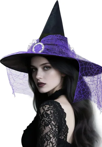 Vista 39 de Zando Sombreros de bruja de encaje para mujer, accesorios de disfraz de Halloween, accesorios de disfraz de bruja plegables para colgar