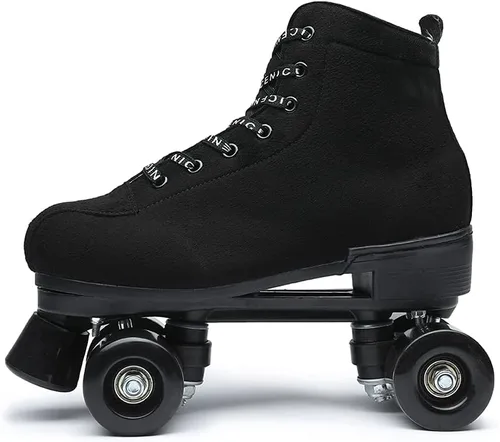 Vista 2 de Exgingle - Patines negros de gamuza para exteriores para mujeres y hombres