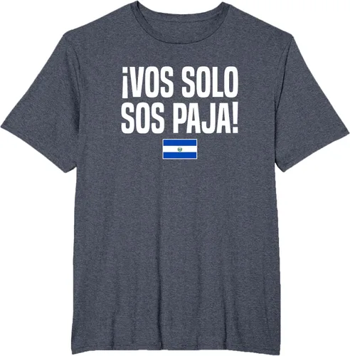 Vista 76 de Camiseta Vos Solo Sos Paja Salvadoran Slang Bandera de El Salvador, Negro