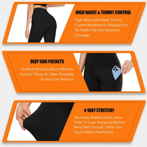 Vista 5 de FULLSOFT Paquete de 2 leggings con forro polar con bolsillos para mujer, pantalones térmicos de yoga de cintura alta para entrenamiento y correr