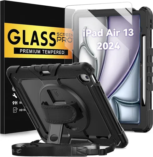 Vista 27 de BLOSOMEET Funda para iPad Air de 11 pulgadas M3 2025 y M2 2024 con protector de pantalla de vidrio templado y soporte para lápiz, funda para iPad