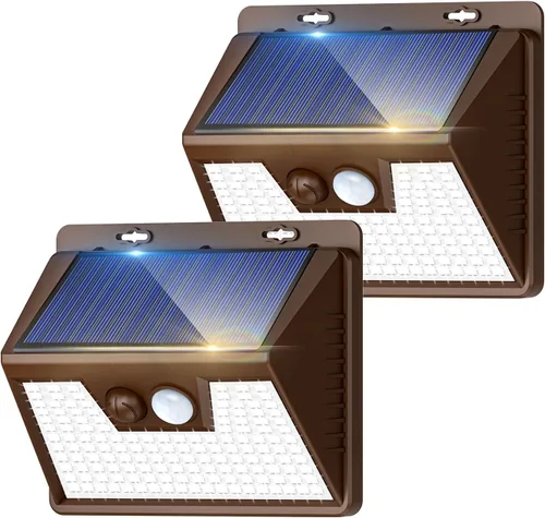 Vista 23 de Luces solares para exteriores, paquete de 1 unidad, 140 LED/3 modos de sensor de movimiento, luces para exteriores, alimentadas por energía solar