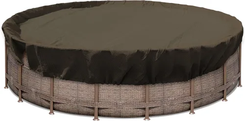 Vista 16 de SunnyRoyal Cubierta de piscina para piscinas sobre el suelo, cubierta redonda de invierno de 10 pies para piscinas de 6 pies, cubierta de seguridad