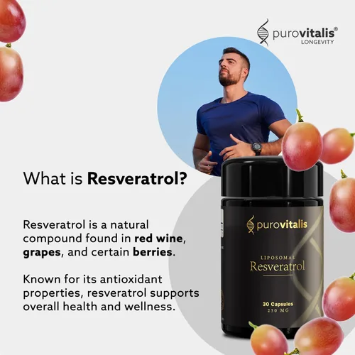 Vista 6 de PUROVITALIS Resveratrol liposomal 250 mg, 30 porciones (30 cápsulas veganas), suplemento antioxidante de trans-resveratrol de alta pureza