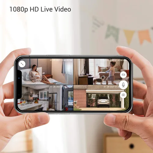 Vista 6 de Zmodo Cámaras para seguridad en el hogar (paquete de cámaras para interiores y exteriores), 1080p HD, cámara IP inalámbrica WiFi, detección