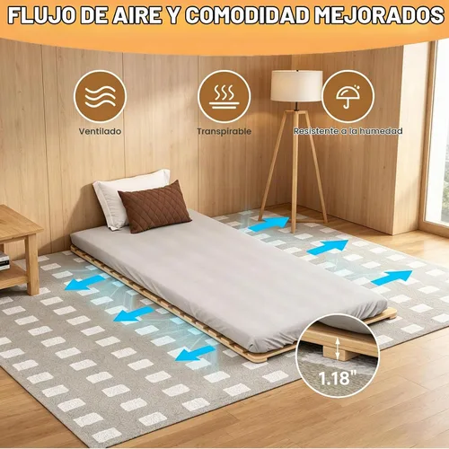 Vista 4 de LILYPELLE Marco de cama de piso doble, marco de cama plegable tatami marco