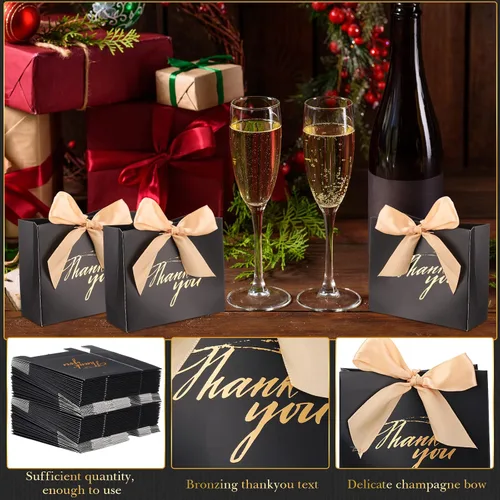Vista 5 de Wesiti Paquete de 80 bolsas pequeñas de regalo de agradecimiento, lazo de coqueta para fiesta, cajas de cinta de lazo para boda novia, 4.5 x 1.8 x