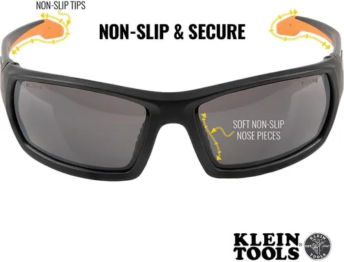 Vista 5 de Klein Tools 60164 - Gafas de seguridad, gafas protectoras profesionales de EPP con marco completo, resistentes a los arañazos y antivaho (lente gris)