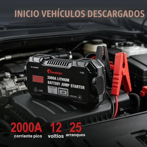 Vista 2 de Arrancador de salto 2000A para 8.0L Gas/6.5L Diesel con USB y LED