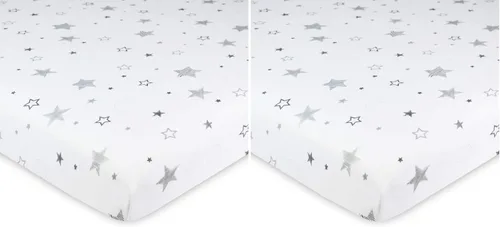 Vista 15 de American Baby Company - Sábana bajera ajustable de tejido de punto suave y transpirable 100% algodón, sábanas de practicuna, Estrellas azules