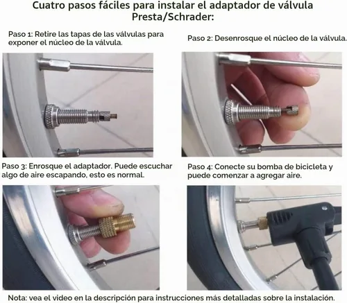 Vista 3 de Presta to Schrader - Adaptador de válvula para bicicleta, neumático de válvula Presta inflado con compresor de aire o bomba de bicicleta regular, 6