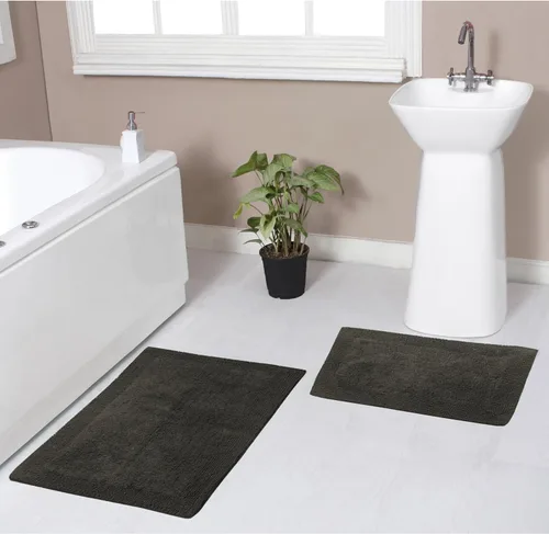 Vista 18 de Home Weavers Luxury Collection 100% Cotton Reversible Bathroom Rugs Set, Washable Rug, Soft Cotton Extra Soft and Absorbent Bath Rug, Kitchen Mat, 2