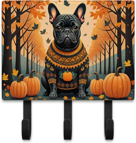 Vista 18 de Affenpinscher - Correa de otoño o llavero Affenpinscher Fall artwork on ceramic tile with three steel hooks for keys, leashes, towels