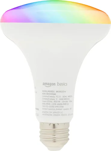 Vista 4 de [Usado] Amazon Basics Bombilla LED Inteligente BR30, Cambio de Color, 9W (Equivalente a 60W), 800LM, Funciona Solo con Alexa, Wi-Fi de 2.4 GHz, No