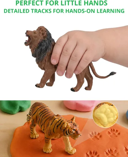 Vista 2 de Tudoccy Juguetes de figuras de animales de safari, 23 piezas de juguetes de plástico realistas de animales salvajes de zoológico, selva africana
