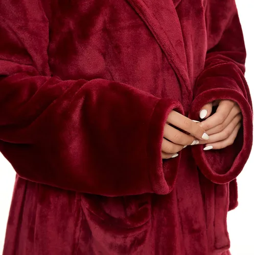 Vista 4 de ccko Batas de felpa para mujer, suaves, ligeras, cálidas, con capucha, estilo spa