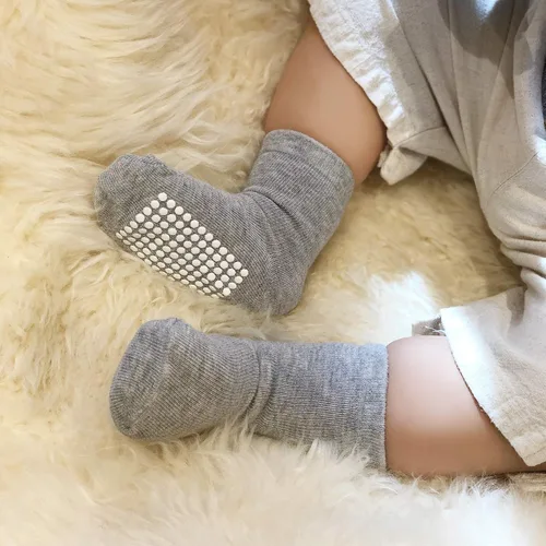 Vista 7 de JAKIDAR Paquete de 12 calcetines de algodón para bebés, calcetines para niños pequeños, antideslizantes, parte inferior
