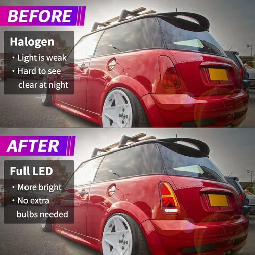 Vista 4 de Ensamble de Luces Traseras Archaic Compatible para Mini Cooper R50 R52 R53 2001-2007, Lámparas Traseras Union Jack para Mini Cooper