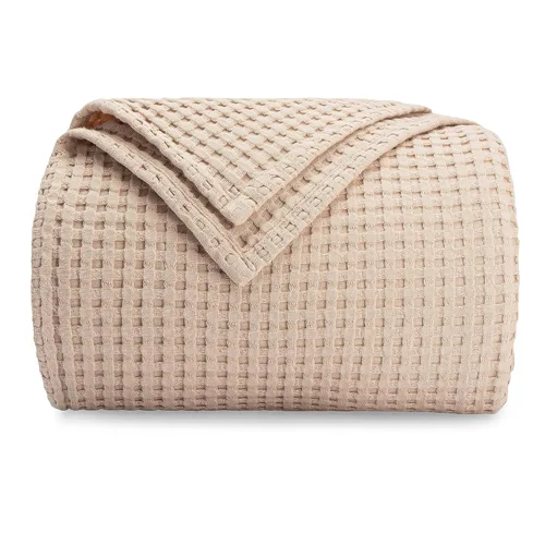 Vista 15 de Comfy Cubs Manta de bebé con tejido de punto gofre, manta de algodón de 40 x 40 pulgadas con diseño texturizado, manta ligera para cama, cuna Blush